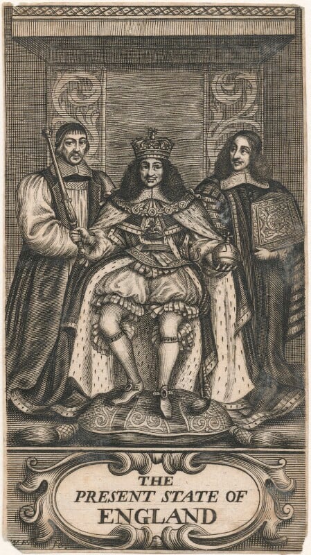 King charles ii; gilbert sheldon; sir orlando bridgeman, 1st bt npg d18532