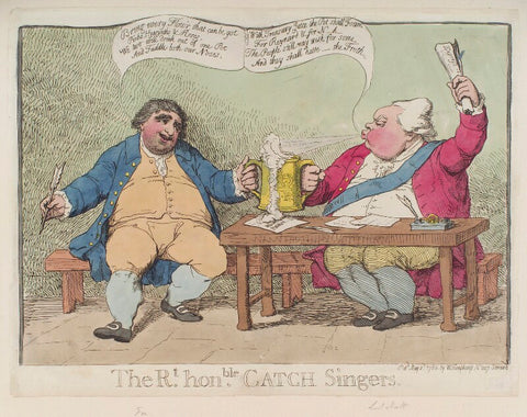 'The Rt Honble catch singers' (Frederick North, 2nd Earl of Guilford; Charles James Fox) NPG D12339