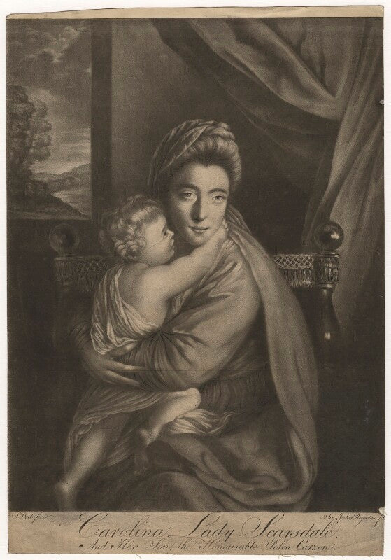 'caroline curzon (née colyear), lady scarsdale with her son the honourable john curzon' (john curzon; caroline curzon (née colyear), lady scarsdale) npg d4166
