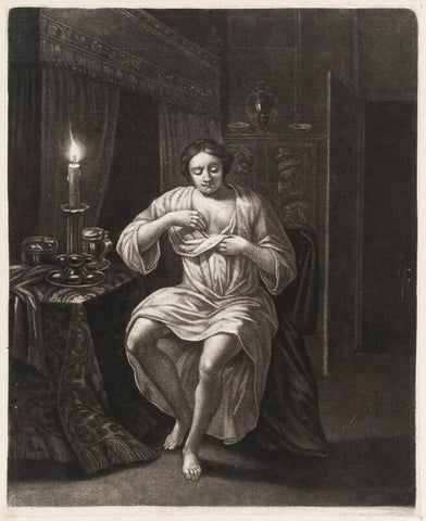 Woman searching for fleas by candlelight NPG D11773