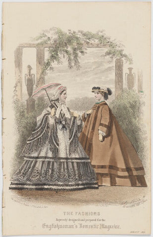'The Fashions'. Toilette habillée and travelling dress, August 1861 NPG D47991