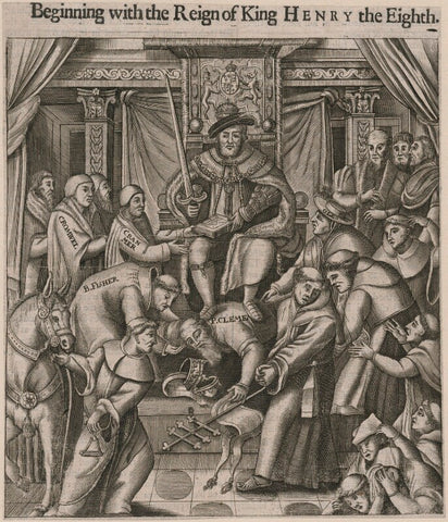 'Reign of King Henry VIII' (Thomas Cromwell, Earl of Essex, Thomas Cranmer, John Fisher, Pope Clement VII (Giulio de' Medici), King Henry VIII, Reginald Pole) NPG D9467
