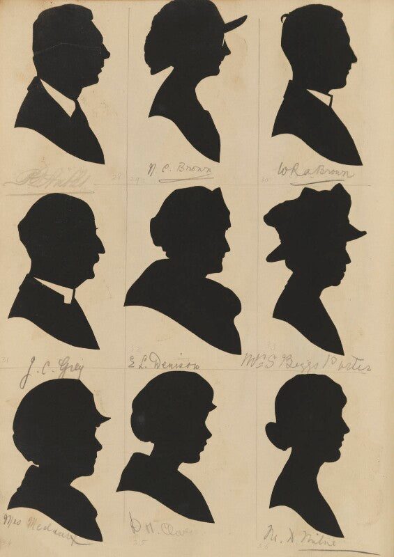 Visitors to st luke's church bazaar, eltham park (unknown sitter; n.c. brown; w.r.a. brown; k. c. grey; e.l. denison; mrs s. biggs porter; mrs medault?; d.m. clare; m.d. milne) npg d46614