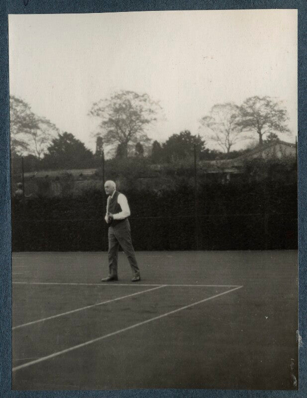 'lord balfour playing tennis' (arthur james balfour, 1st earl of balfour) npg ax142321