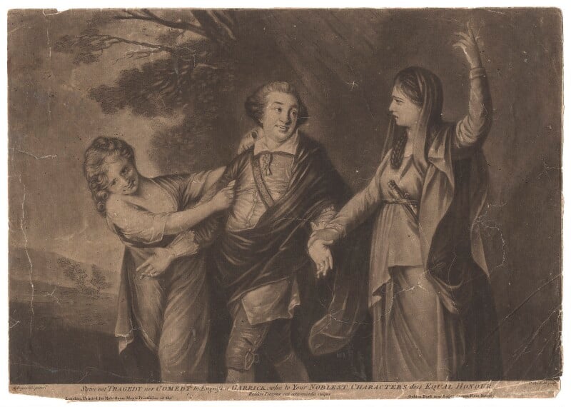 David garrick ('strive not tragedy nor comedy to engross a garrick, who to your noblest characters does equal honour') npg d2420