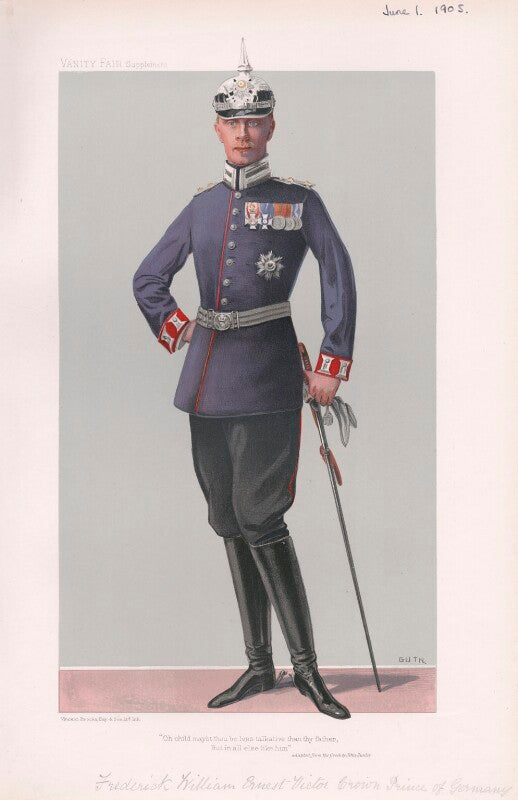 Wilhelm, german crown prince and crown prince of prussia ('men of the day. no. 966. "oh child mayst thou be less talkative than thy father, but in all else like him."   adapted from the greek by jehu junior') npg d45277