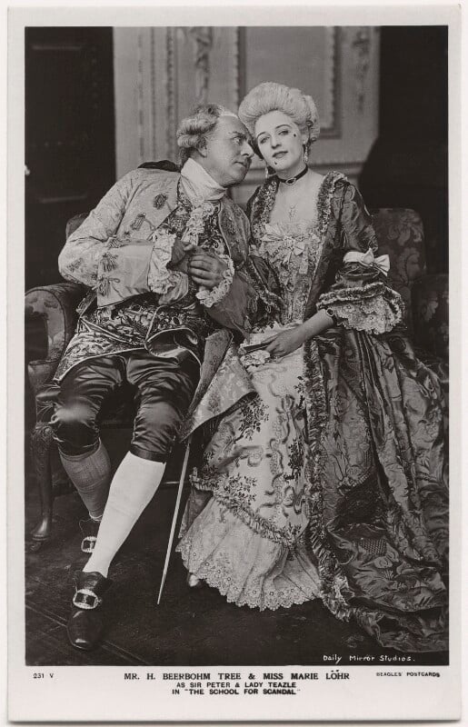 Sir herbert beerbohm tree as sir peter teazle; marie löhr (lohr) as lady teazle in 'the school for scandal' npg x8729