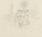 Sketch of a man, horse and dog [?] drinking NPG D23134(8a)