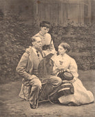 Charles Dickens with his daughters, Mamie Dickens and Catherine ('Katey') Elizabeth Macready Perugini (née Dickens) NPG D2272