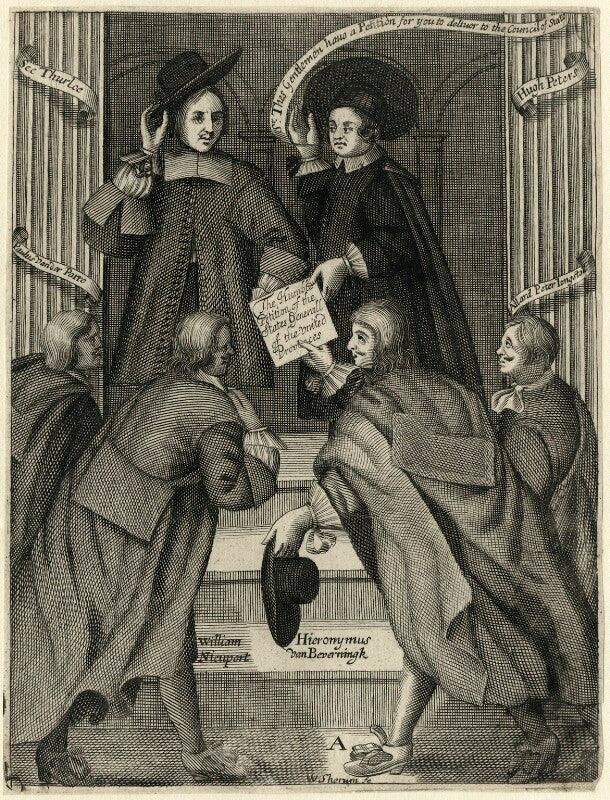 John thurloe; hugh peter (peters); paul van der parre; william nieupoort; hieronymus van beverningk; allard peter jongstall npg d28894