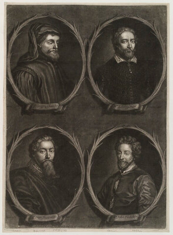 'Worthies of Britain' (Edmund Spenser; Geoffrey Chaucer; John Fletcher; Francis Beaumont) NPG D20292