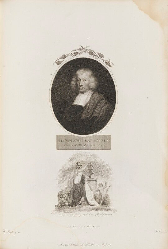 John ray with 'britannia crowning ray as the prince of english botanists' npg d34356