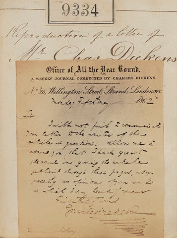 'Reproduction of a letter of Mr Chas Dickens' NPG Ax59143