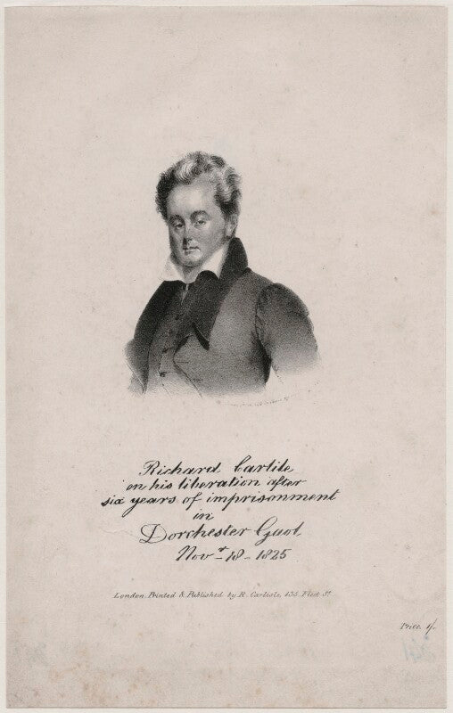 'on his liberation after six years of imprisonment...' (richard carlile) npg d8083