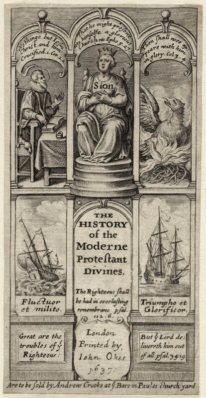 The title to page to donald lupton's ''the history of the moderne protestant divines'', 1637 npg d26815