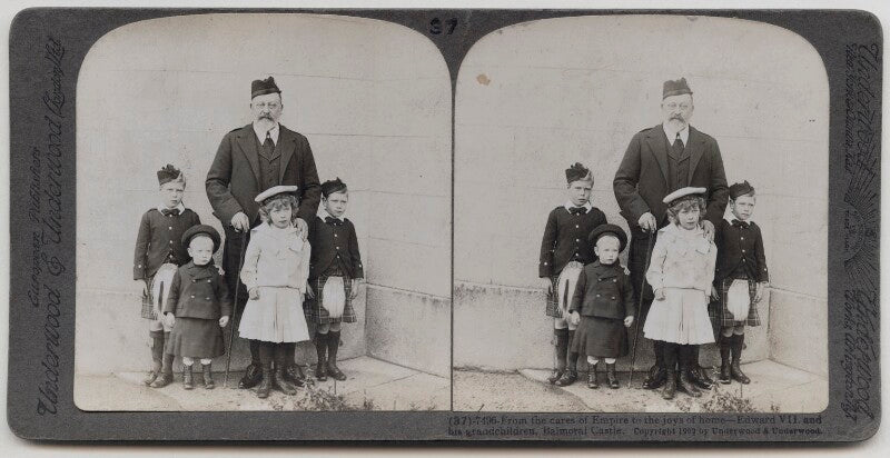 'from the cares of empire to the joys of home   edward vii and his grandchildren, balmoral castle' npg x197232