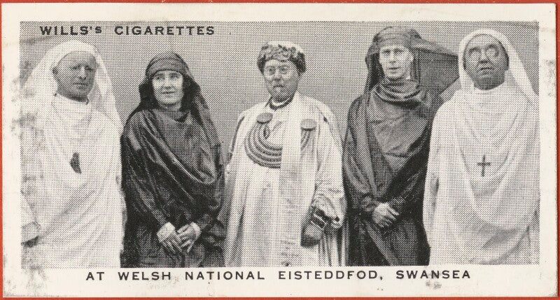 'at welsh national eisteddfod, swansea' (queen elizabeth, the queen mother; king george vi; 3 unknown sitters) npg d47287