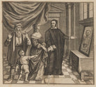 Jeremy Taylor with figures representing youth, maturity and old age NPG D40842