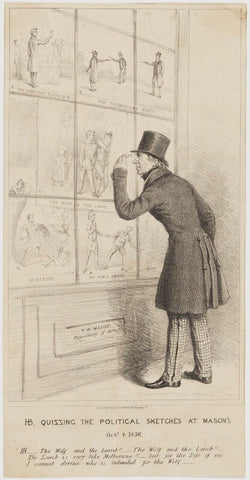 Henry Brougham, 1st Baron Brougham and Vaux ('HB, Quizzing the Political Sketches at Mason's') NPG D48638