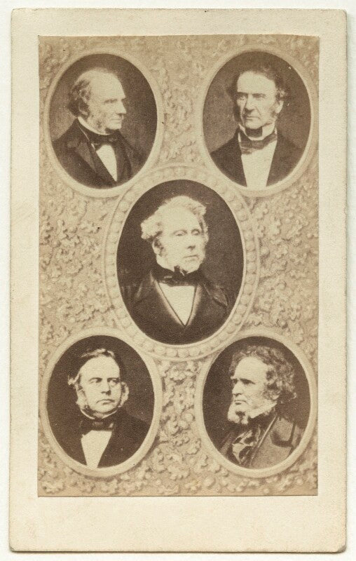 Carte de visite photomontage featuring john russell, john bright and others.. npg x4330