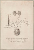 facsimile of signature of Queen Elizabeth I (incorporates facsimile of metal pattern in BM and a false portrait) NPG D13223