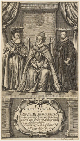 Queen Elizabeth I; Sir Francis Walsingham; William Cecil, 1st Baron Burghley NPG D19080