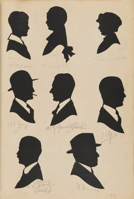 Tourists on the west pier, brighton (j. mccann; v. linzell; joan salmon; h?.n. govey; a. reginald flexton; f?.b. cofes; a.e. wood; h. francis) npg d46442