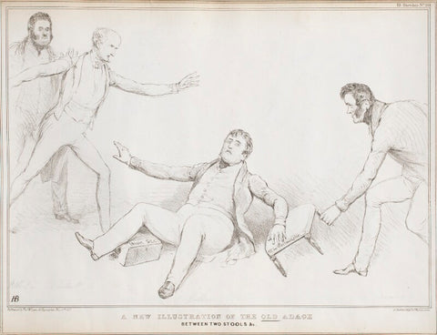 'A New Illustration of the Old Adage Between Two Stools &c.' NPG D41196