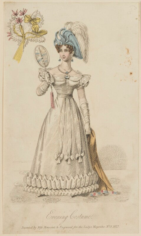 'evening costume invented by miss pierpoint', may 1827 npg d47589