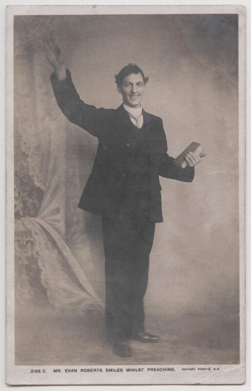'mr. evan roberts smiles whilst preaching' npg x197641