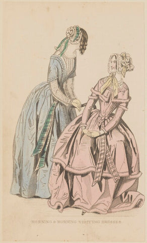 'Morning and morning visiting dresses', October 1844 NPG D47939