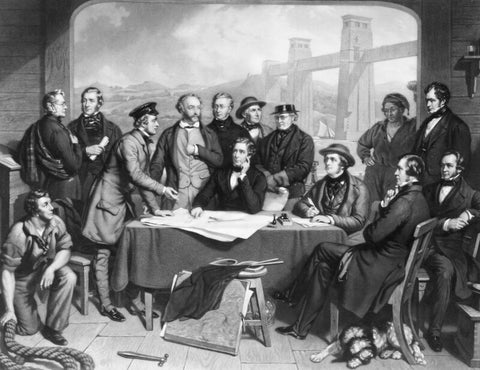 Conference of Engineers at the Menai Straits Preparatory to Floating one of the Tubes of the Britannia Bridge NPG D10713