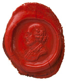 Three wax impressions taken from David Garrick's seal (his arms, his monogram and a portrait of William Shakespeare) NPG D36103