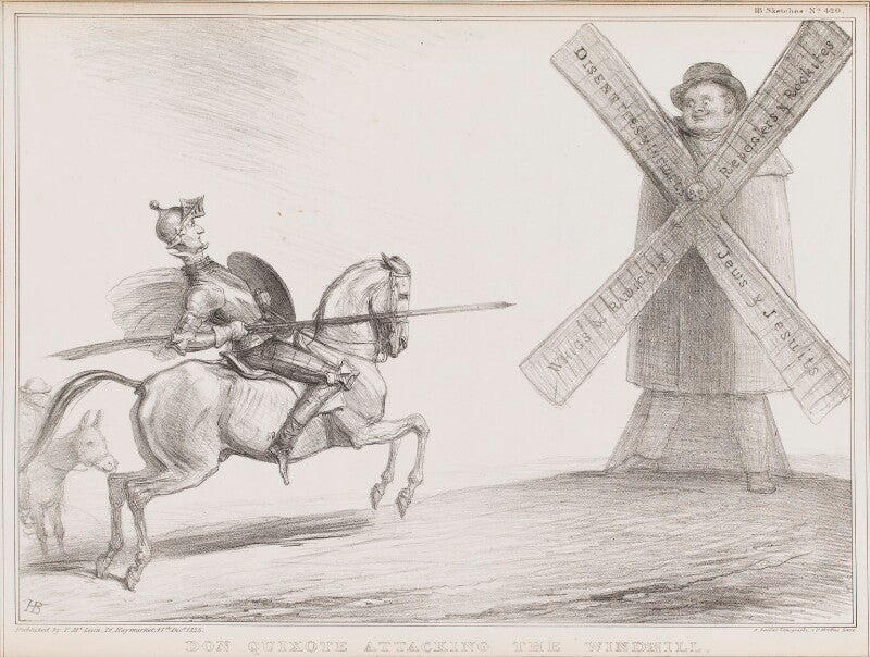 Don quixote attacking the windmill (sir francis burdett, 5th bt; daniel o'connell) npg d41354