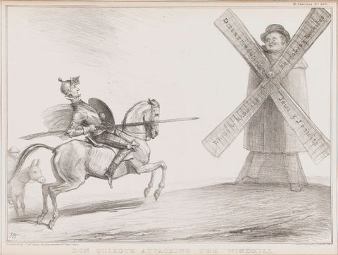 Don Quixote Attacking the Windmill (Sir Francis Burdett, 5th Bt; Daniel O'Connell) NPG D41354