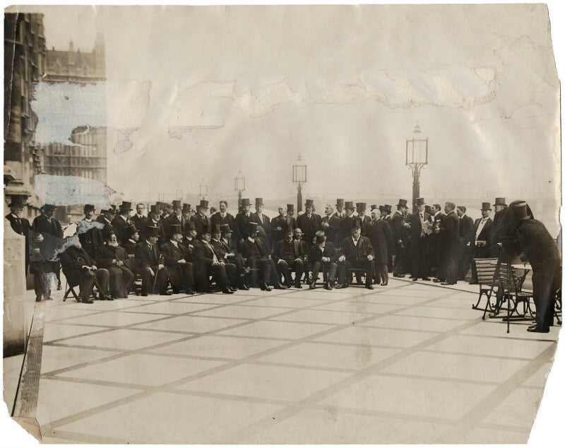 Benjamin stone photographing a large group on the terrace of the house of commons npg x45356