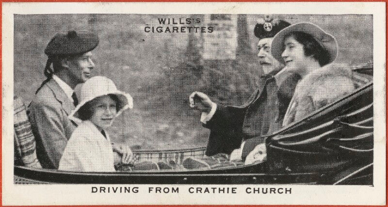 'driving from crathie church' (king george vi; queen elizabeth ii; king george v; queen elizabeth, the queen mother) npg d47311
