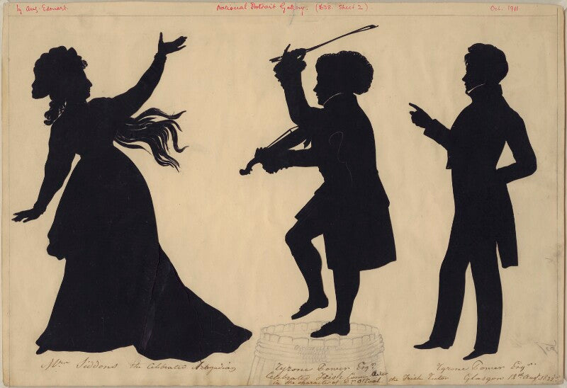 Sarah siddons (née kemble); (william grattan) tyrone power as dr o'toole in 'the irish tutor'; (william grattan) tyrone power npg d396