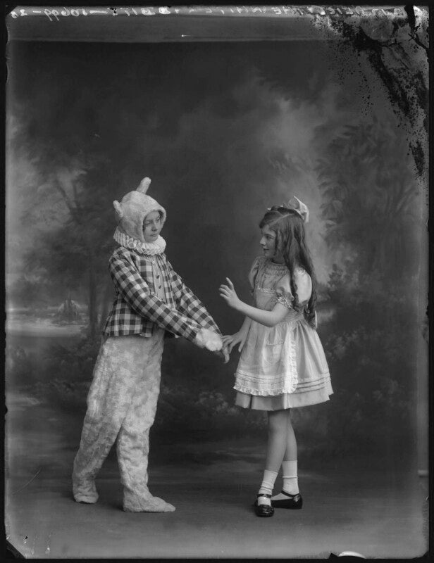 Estelle dudley as alice in 'alice in wonderland', with boy actor as the white rabbit npg x34663