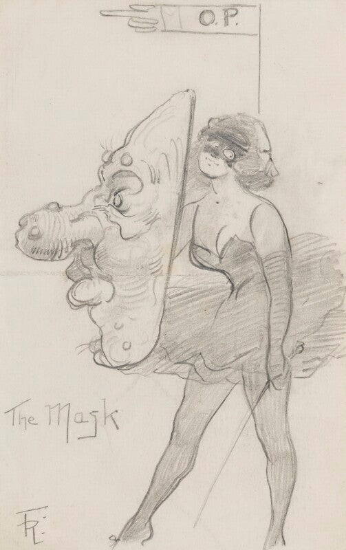 Comic sketch; 'the mask' (unknown sitter) npg d43201