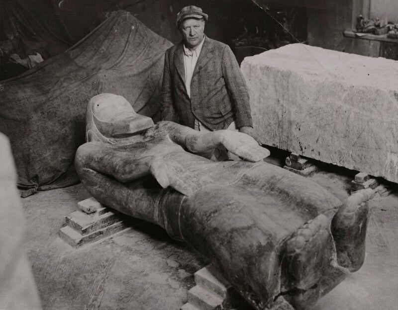 Jacob epstein with his sculpture 'consummatum est' npg x196136