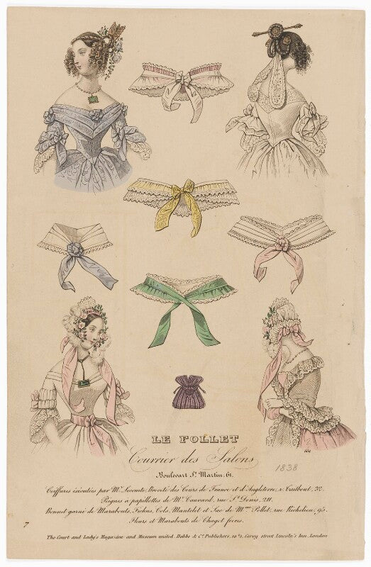 French hair styles, head and neckwear, april 1838 npg d47733
