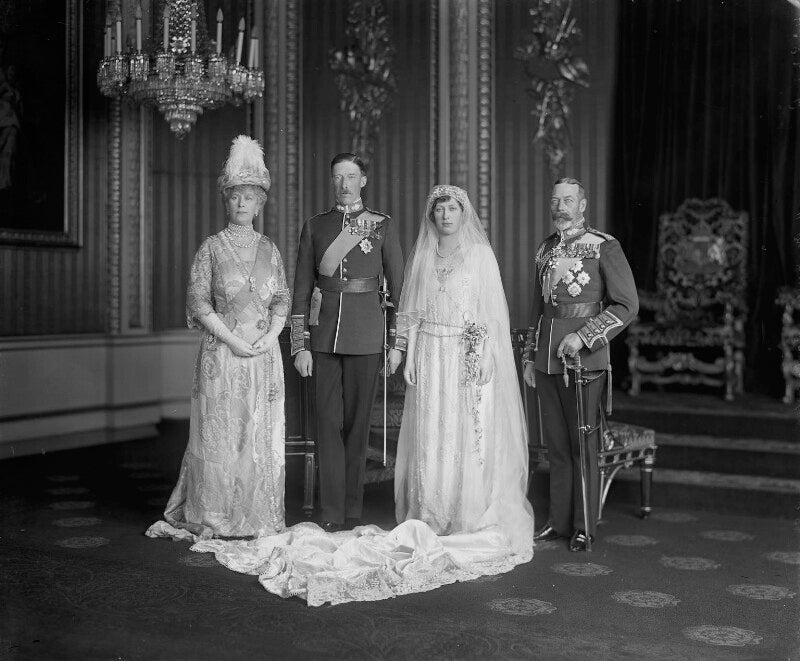 Queen mary; henry george charles lascelles, 6th earl of harewood; princess mary, countess of harewood; king george v npg x130069