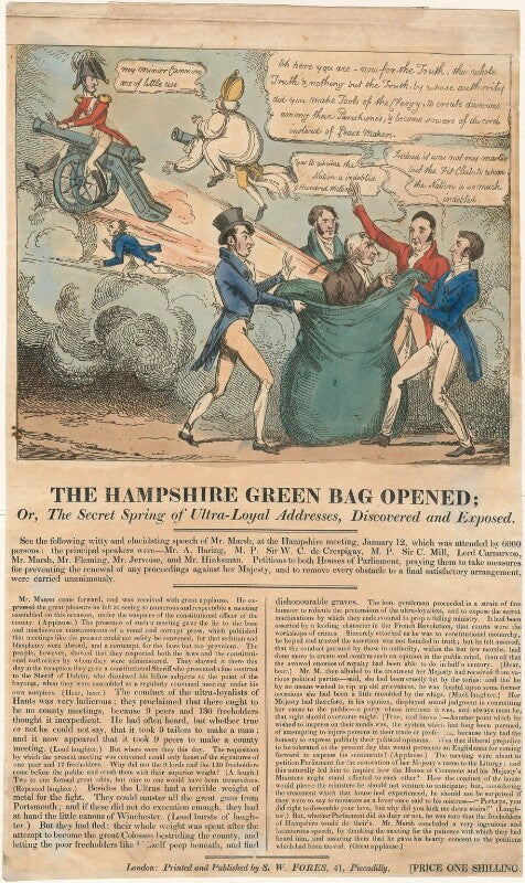 'the hampshire green bag opened; or, the secret spring of ultra loyal addresses, discovered and exposed.' npg d48676