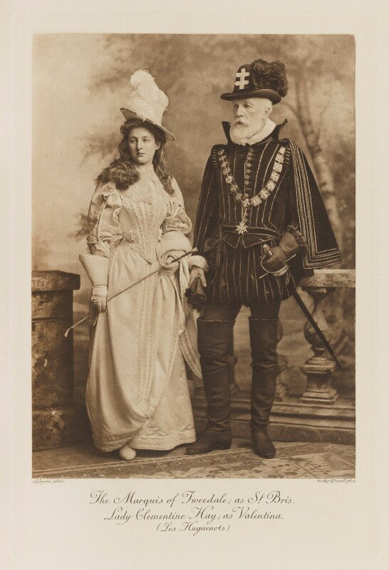 Lady (susan elizabeth) clementine waring (née hay) as valentina; william montagu hay, 10th marquess of tweeddale as st bris (les huguenots) npg ax41134