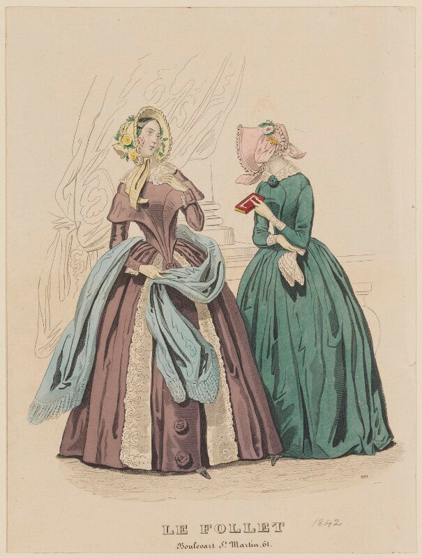 Promenade and carriage costume, april 1842 npg d47892
