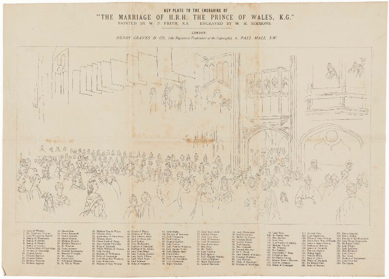 Key plate to the engraving of 'the marriage of h.r.h. the prince of wales, k.g.' npg d33934