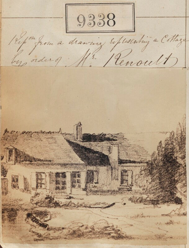 'reproduction from a drawing representing a cottage by order of mr renoult' npg ax59147