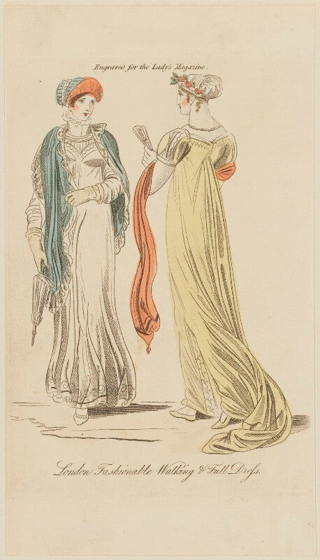 'london fashionable walking & full dress', july 1809 npg d47533