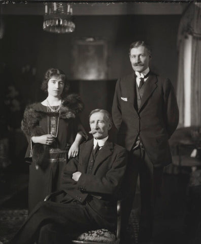 Queen Elizabeth, the Queen Mother with her father and her brother, 15th Earl of Strathmore and Kinghorne NPG x95776